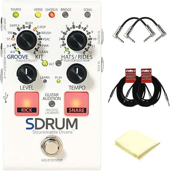 Digitech SDRUM Strummable Drums Automatic Drummer Pedal w/ Cloth and 4 Cables