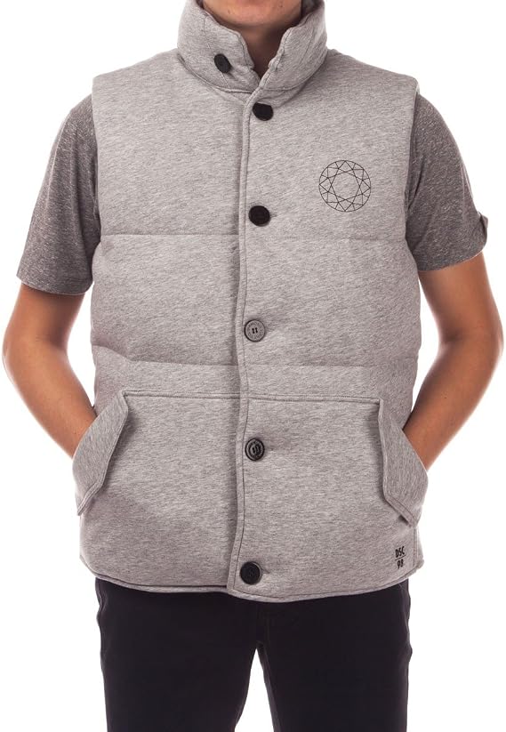 Diamond Supply Co. Mens DTC Puffer Vest (Small, Heather Grey)