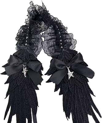 Punk Lace Trim Headband with Angelic Wing Anime Hairhoop Hair Decoration for Special Occasion Masquerades Headpiece