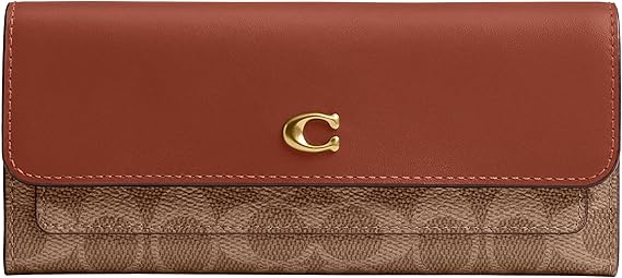 COACH Essential Long Wallet in Signature Canvas, B4/Tan Caramel
