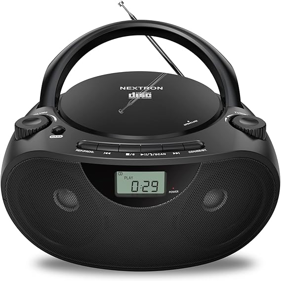 Nextron Portable CD Player Boombox with Bluetooth, AM/FM Radio & USB