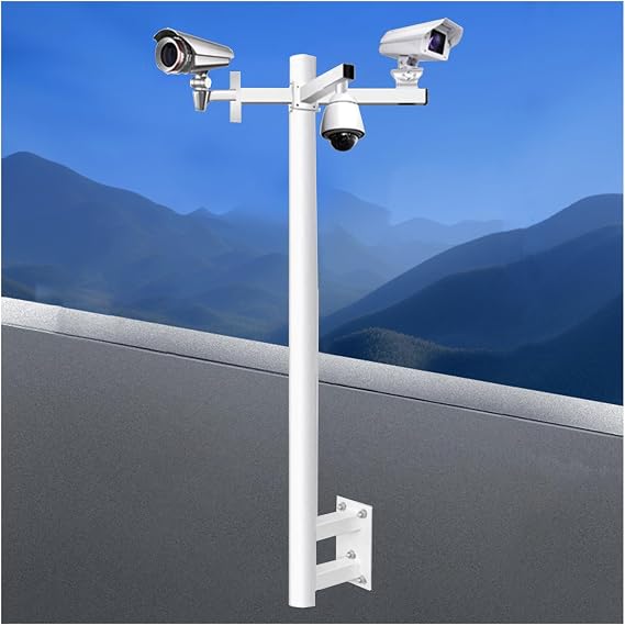 LXLZYXSF Wall Dome/CCTV/IP/PTZ Security Camera Mount Bracket and Post, Universal Surveillance Camera Post Rack for Outdoor Residential Farm, White(Deep Coffee,1.64feet/19.6" H)
