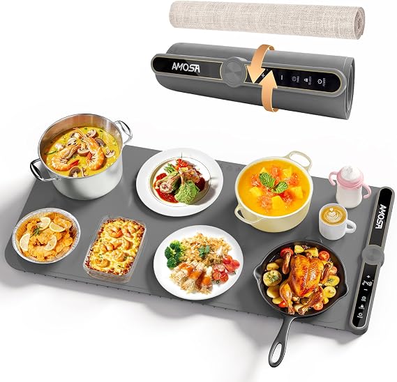 AMOSA Warming Mat for Food, Extra Large Roll Up Food Warming Mat