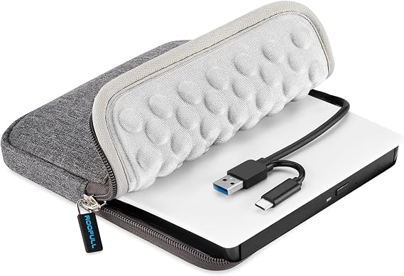 ROOFULL External CD DVD Drive for Mac & Laptop with Carrying Case