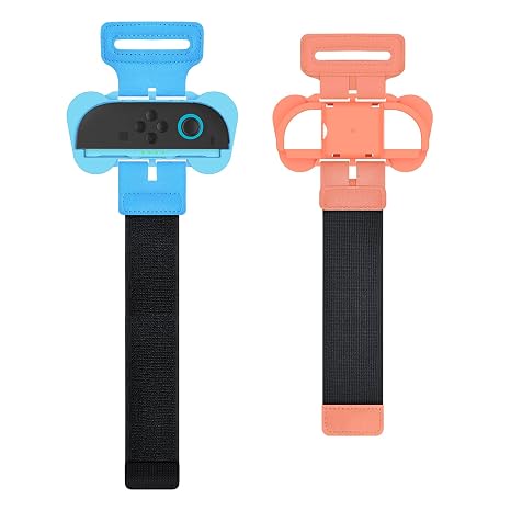 EJGAME Wrist Strap Compatible with Just Dance 2026 / 2025 / 2024 for Zumba Burn It Up,Adjustable Wrist Bands for Nintendo Switch 2(2026) Model for Joy-Cons 2,Two Size for Adults & Children,2 Pack (Red & Blue)
