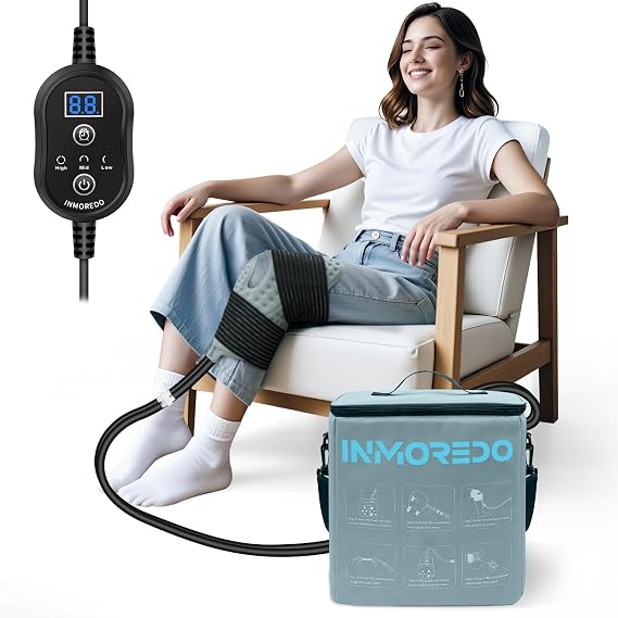 Inmoredo Cold Therapy Machine for Knee After Surgery, Ice Machine for Knee | Programmable Ice Therapy Machine for Knee Replacement, Universal Compression Pad for Shoulder/Arm/Hip/Ankle