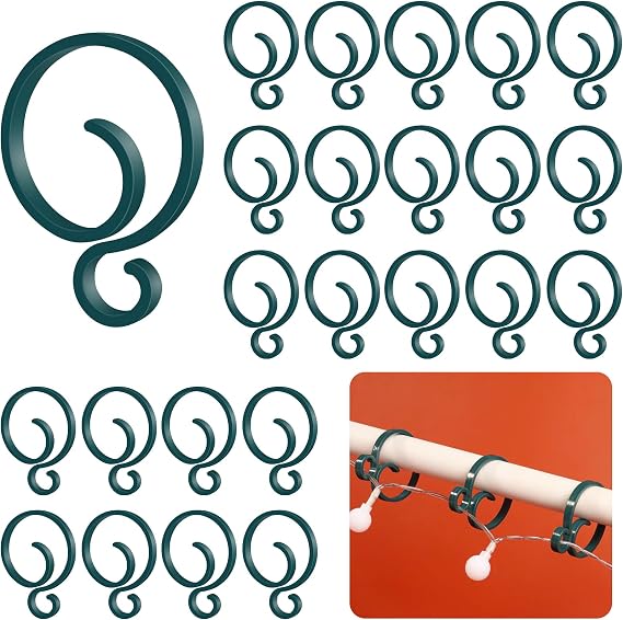 Christmas Light Clips for Banister Christmas Banister Clips Holiday Garland Hanger Hooks for Stockings String Lights Indoor Outdoor Decorations Stair Railing Fence Deck (Green, 16 PCS)