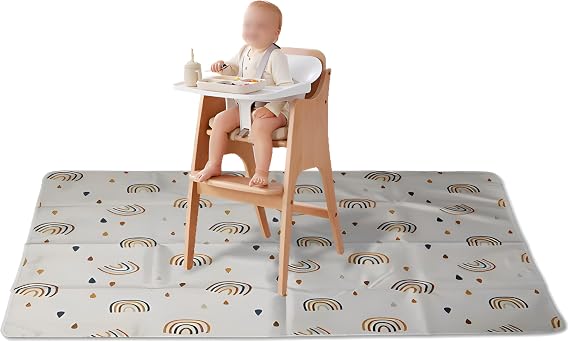 Splat Mat - Splat Mat for Under Baby High Chair, Rainbow Pattern