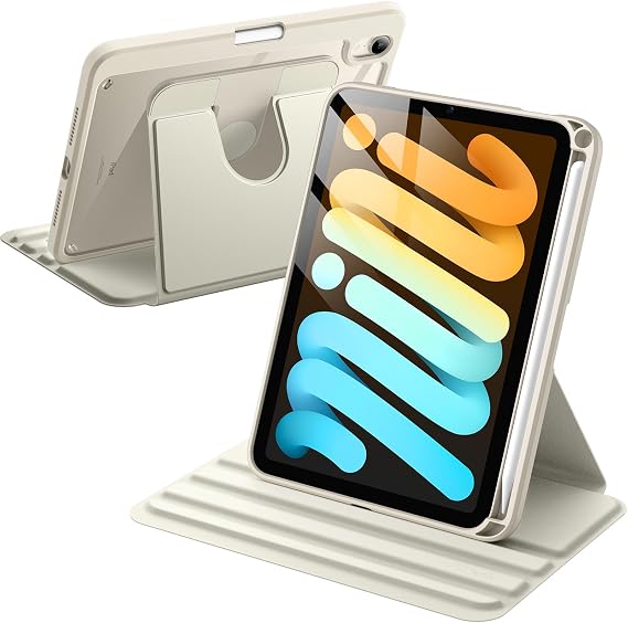JETech 360° Rotating Case for iPad mini A17 Pro/6th Gen, Starlight
