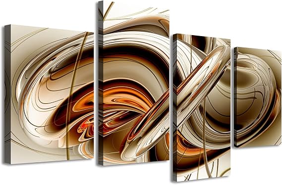 Burnt Orange Abstract Canvas Wall Art Decor Framed Line Art for Living Room | High-resolution fade-resist prints | Textured canvas, wood frame | Ready-to-hang with hooks | Dynamic burnt orange & line art