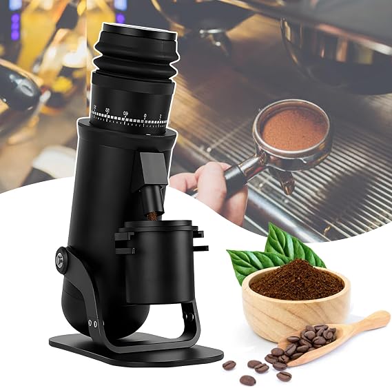 Compact Electric Burr Coffee Grinder with Conical Burrs and Adjustable Settings for Espresso and Drip Brewing
