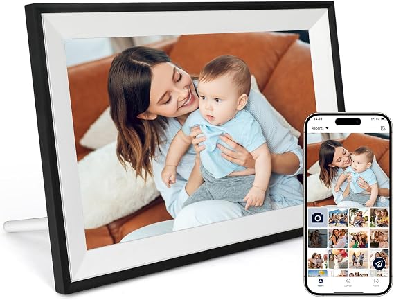 AEEZO Digital Photo Frame WLAN 10.1 Inch, 1280x800 IPS Touchscreen WiFi Electronic Photo Frame, Automatic Rotation Digital Picture Frame, Easy Setup, Share Photos or Videos Everywhere (White)