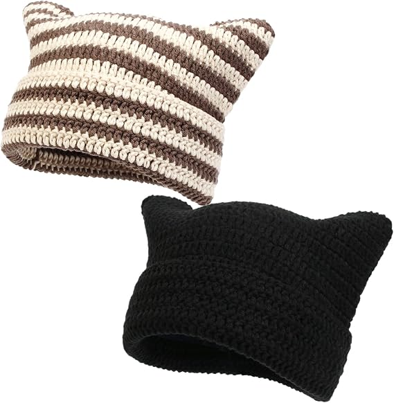 Women Beanie Warm Winter Hats, Soft Knit Lazy Beanie for Women, Women Cat Beanie,Women Fox hat, Slouchy Beanies for Women