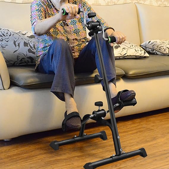 Adjustable Exercise Bike for Seniors, Hand Arm Leg Knee Peddler Fitness Equipment for Seniors, Arm Bike for Physical Therapy Table Top, Sitting Bike Pedal Exerciser for Total Body Workout Bl