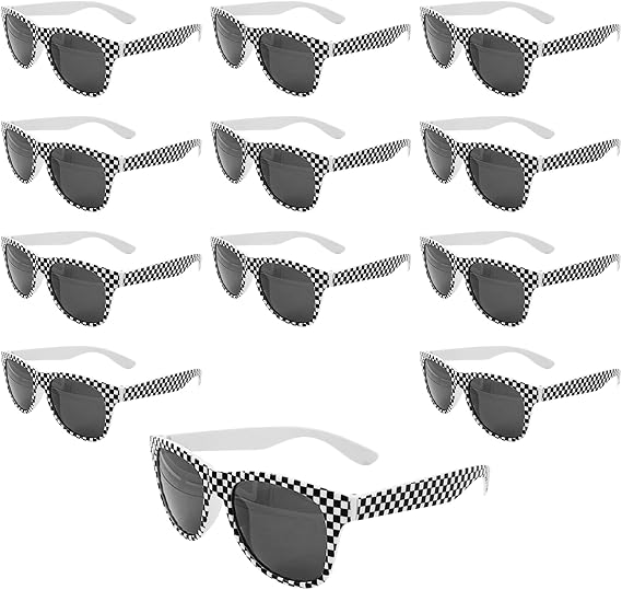12 Pcs Checkered Sunglasses Race Car Sunglasses Race Car Party Glasses Checkered Themed Decor for Birthday Party Goodie Bag Stuffers