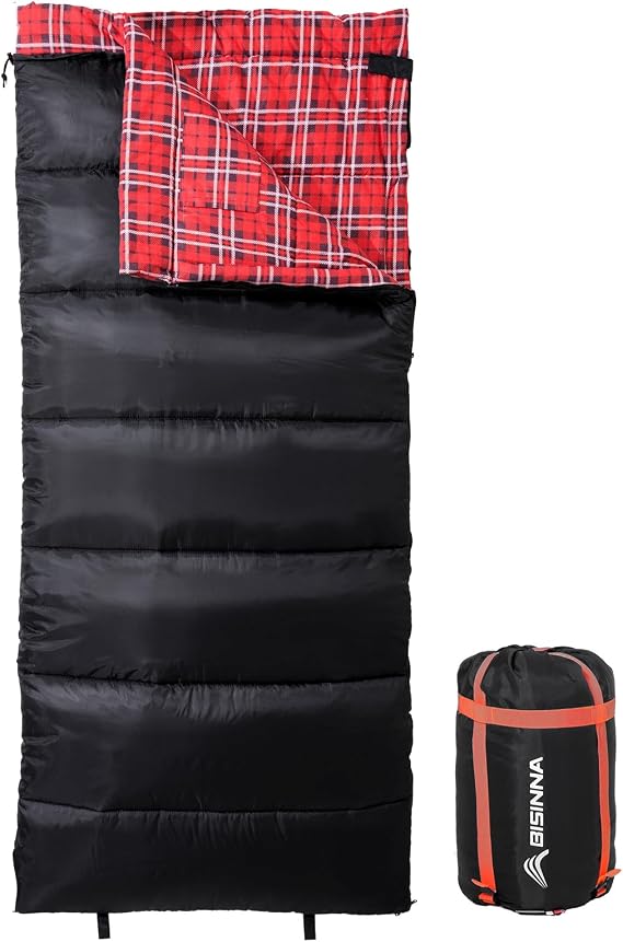 BISINNA Cotton Flannel Sleeping Bag for Adults 3 Season Lightweight