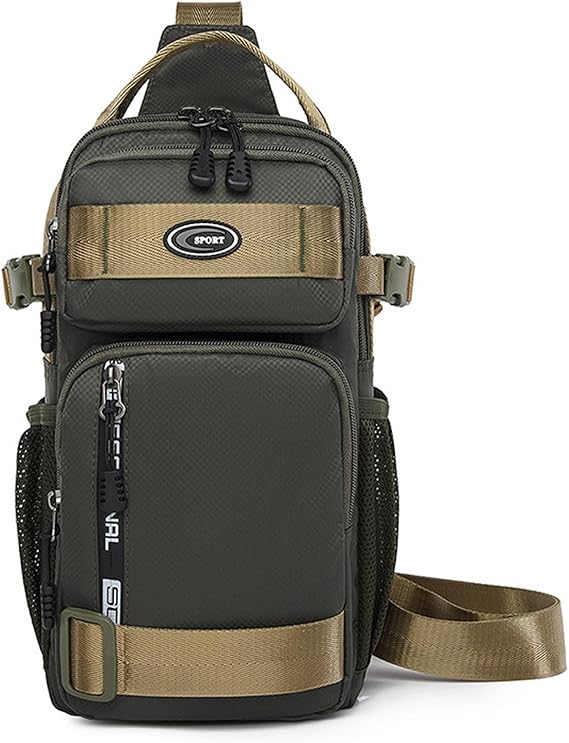 FANDARE Tactical EDC Sling Bag Crossbody Backpack Military Sport Bag Pack Chest Shoulder Bag for Men One Strap Motorcycle for Camping Hiking Cycling Outdoors Travel Waterproof Satchel Bag Army Green