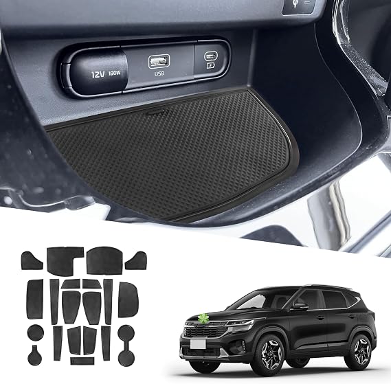 2026 Seltos Door Slot Mats for Kia Seltos 2026 Accessories Cup Holder Inserts Center Console Liner Compatible with 2021 2022 2023 2024 2025 2026 Kia Seltos LX/S/EX/SX/X-Line(20 PCS/Sets)