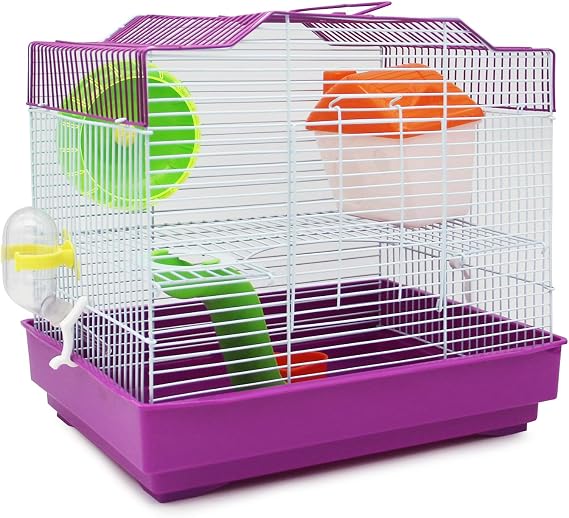 BPS Hamster Cage Chalet House with Feeding Bowl Drinker Wheel Special House Random Colour 33 x 23 x 30 cm BPS-1175