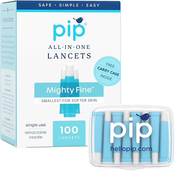 Pip Lancets 30G x 1.0mm - 100 Count Safety Lancets for Diabetes, Blue