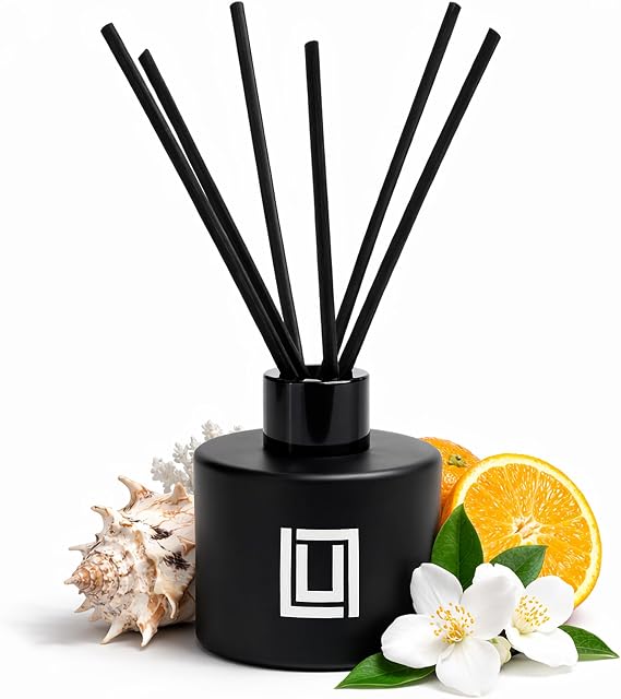 Lulu Candles | Reed Diffuser Set | Ocean Breeze | 6 Reed Sticks | Scent Diffuser for Bedroom Bathroom Living Room & Office (4.2 FL Oz.)