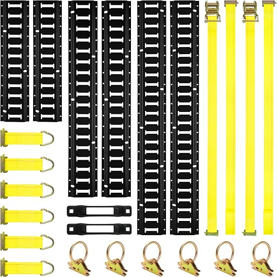 Elechomes E Track Tie-Down Rail Kit, 22 Pcs 6 Rails (4ft+3ft+2ft), Black