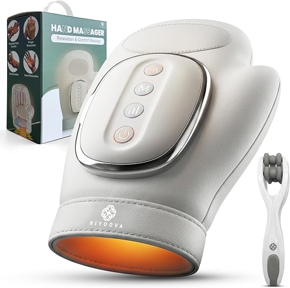 Hand Massager with Heat and Compression, Heated Hand Massager, Hand and Wrist Massager, Massage Gloves Style Device for Fingers, Palm and Wrist