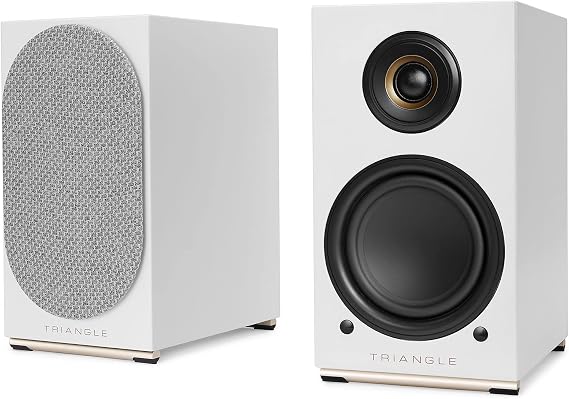 Triangle - AIO TWIN - Wi-Fi & Bluetooth Active Bookshelf Speakers with 2x50W Amplifier - HD Audio - PHONO/Turntable + Optical TV Inputs - 165 x 304 x 235 mm - White (Pair)