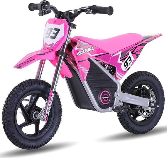 OLALA Electric Dirt Bike, 200W Motor, 12-Inch, 2-Speed, Pink, Ages 2-5