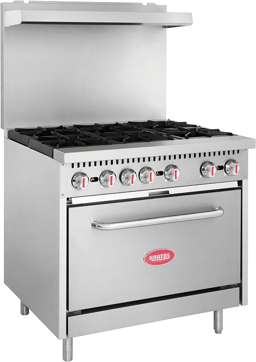 Kratos 36" Commercial Gas Range & Oven, 6 Burners  Size Oven
