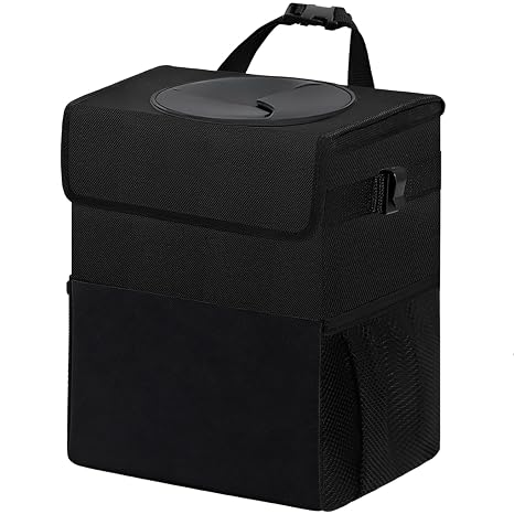 Car Trash Can Bin with Lid Hanging for Back Seat, Leak-Proof Foldable Car Organizer and Storage Bag, Waterproof Automotive Garbage Cans for Sedans SUVs Trucks, Car Accessories for Women Men
