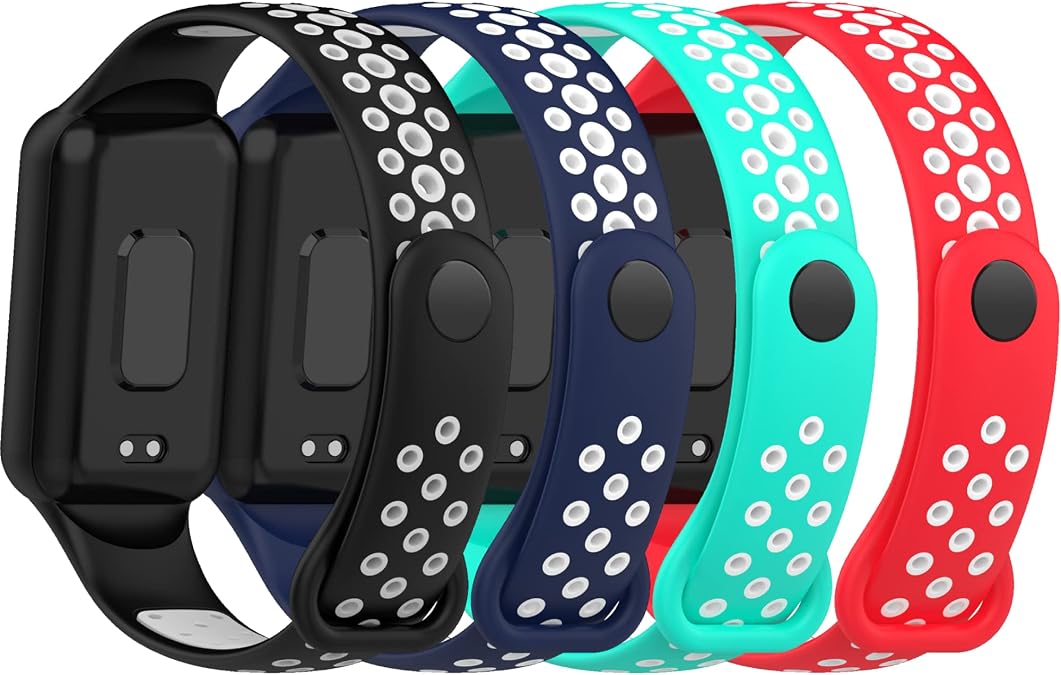 4-PACKS Compatible with Amazfit Band 7 Replacement Band,Sport Strap Soft Silicone Quick Release Wrist Bands Adjustable Wristband Smartwatch Accessory