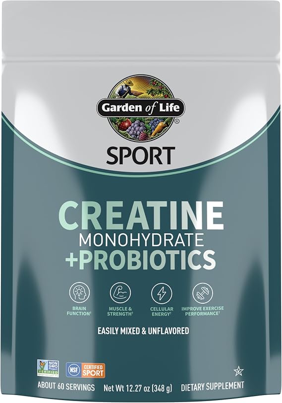 Garden of Life Sport Creatine Monohydrate + Probiotics Powder, 60 Servings
