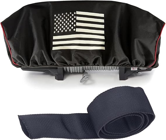 Winch Cover and Winch Rope Protector,Heavy Duty Waterproof Winch Cover with Elastic,Indoor/Outdoor Winch Accessories,Weather Resistant Dust Cover for Electric Winches 8,500 lb-175,00 lb