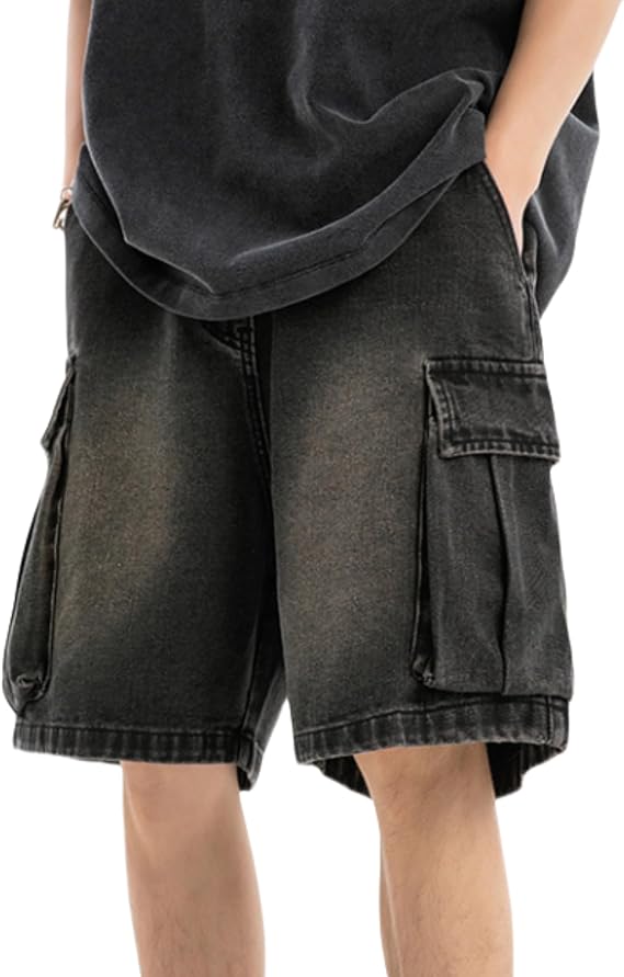 Mens Y2k Baggy Jeans Shorts Hip Hop Baggy Jorts Grunge Shorts Skater Pants Denim Cargo Shorts for Men