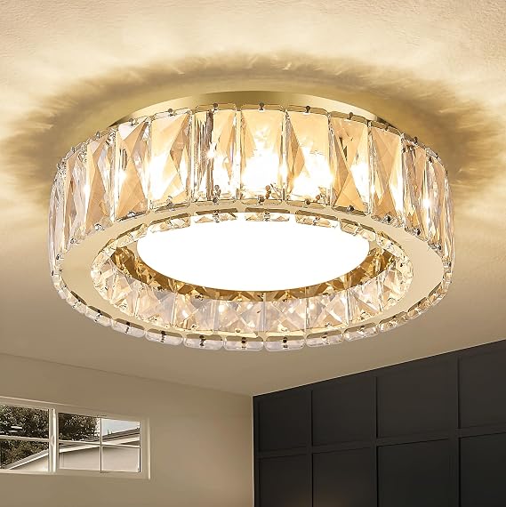 11 Inch Dimmable Luxury Crystal LED Flush Mount Ceiling Light