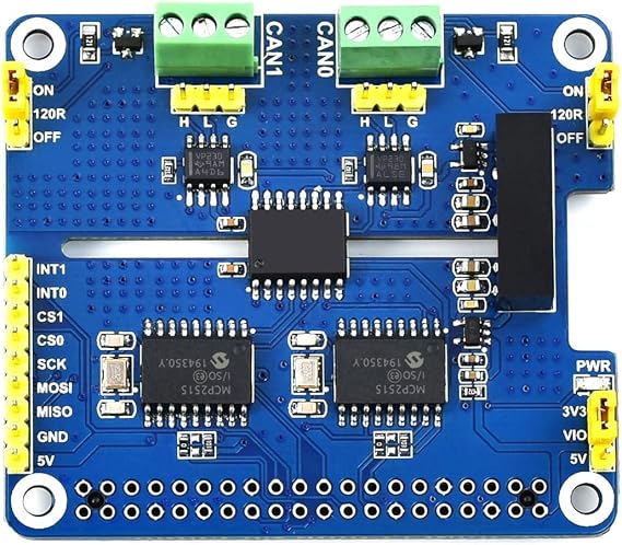 2 Channel CAN HAT Isolated CAN Bus Expansion Board for Raspberry Pi/STM32/Arduino with MCP2515 + SN65HVD230 Dual Chips Solution