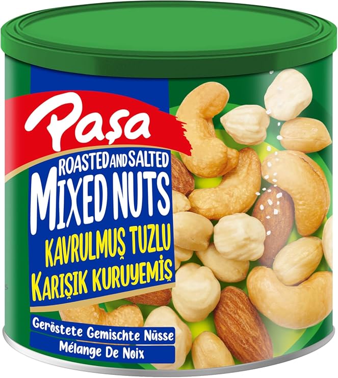 Pasha Roasted Salted Mixed Nuts, Tin Can, 150 gr, Hazelnut-Almond-Cajou-Ground Peanuts