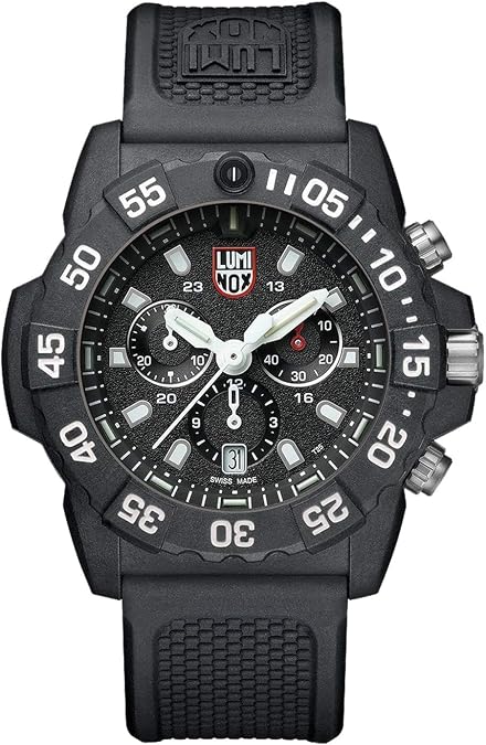 Luminox Navy Seal XS.3581 Mens Watch 45mm - Military Divers Watch in Black Date Function Chronograph 200m Water Resistant, Black, 45mm, Chronograph,Quartz Movement