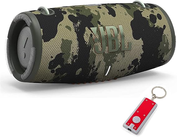 JBL Xtreme 3 Portable Bluetooth Speaker - Waterproof and Dustproof IP67, Powerful Bluetooth Speaker for Travel, Deep Bass, 15 Hrs Playtime, Outdoor and Home w/ 1 LED Flashlight Key Chain - (Camo)