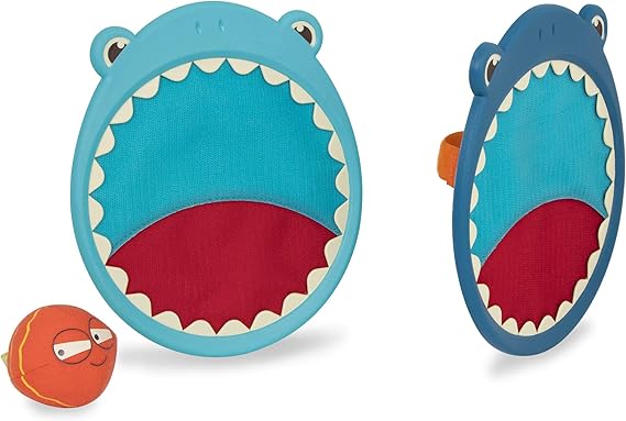 B. toys Catch Ball Set, Shark Mitt, Fish Ball, Sports Toy for Kids, Outdoor Play, Ages 3 and Up