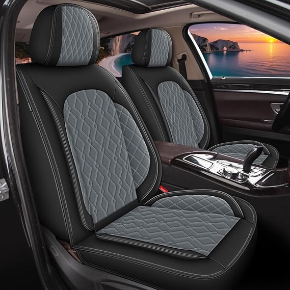 DISUTOGO Seat Covers for Toyota 4Runner 2003-2024 2025 2026: Full Set Waterproof Faux Leather Car Seat Covers (5 Seats, Black&Grey)