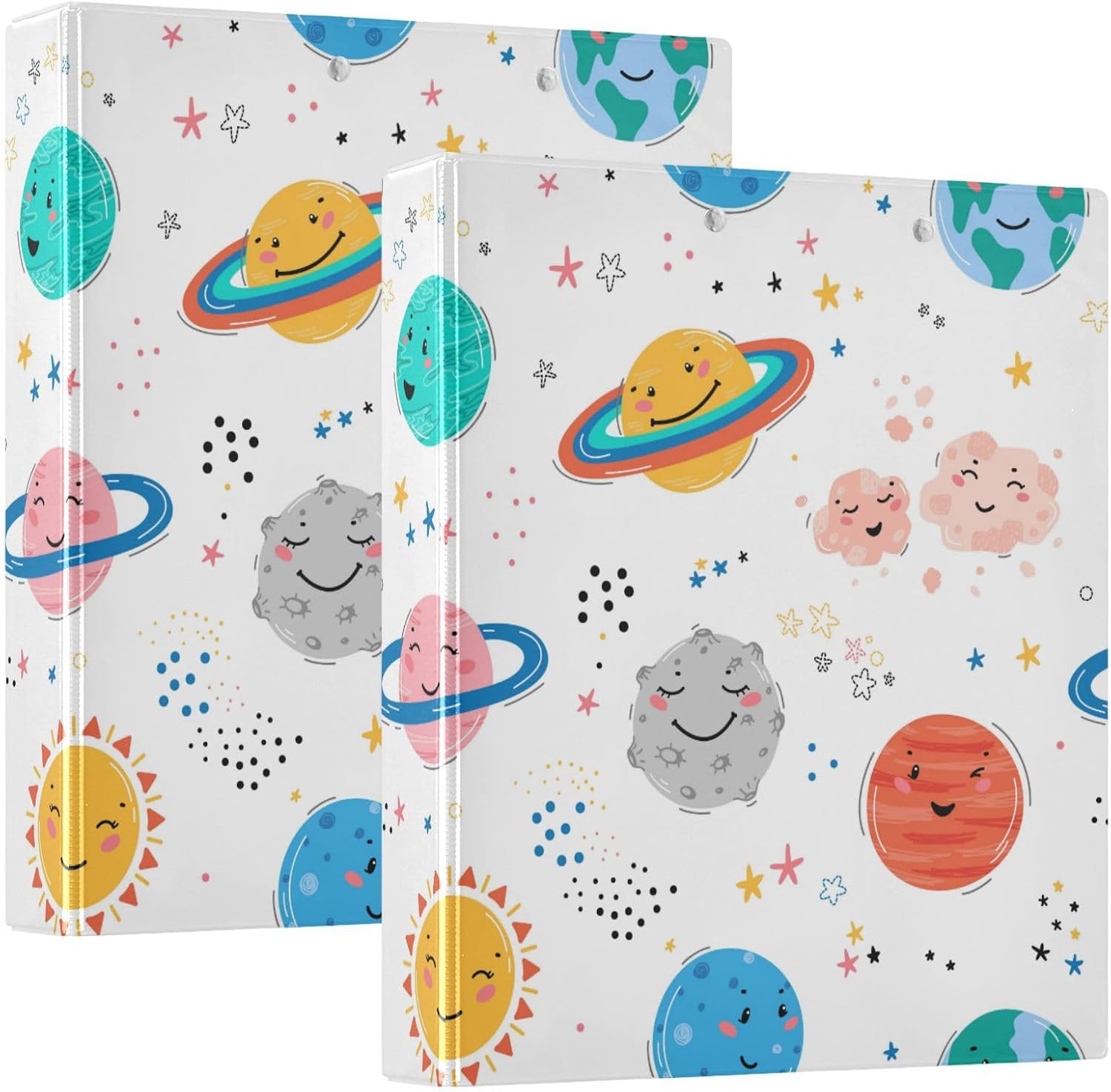 Planet Solar Sun Stars Round Ring Binders 1.5 Inch 3 Ring Binder with Clipboard Holds 200 Sheets Office Home School