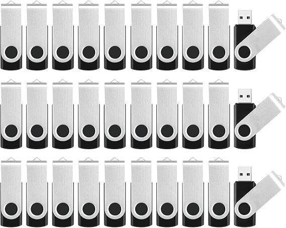 Bulk Flash Drives - 4GB Thumb Drives 10 Pack Black and 1GB USB Flash Drive 20 Pack Black, USB 2.0 Thumb Drive Pendrive Zip Drive Jump Drives Multipack for Data Storage, Photo Transfer and Backup