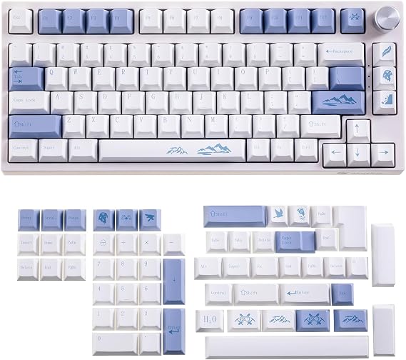 GK GAMAKAY White Purple PBT Keycaps Set, Cherry Profile, Doubleshot Keycap | 135 Keys, Universal Compatiability for 61/68/75/84/87/96/98/100/104/108 Layout Mechanical Keyboard (White&Purple)