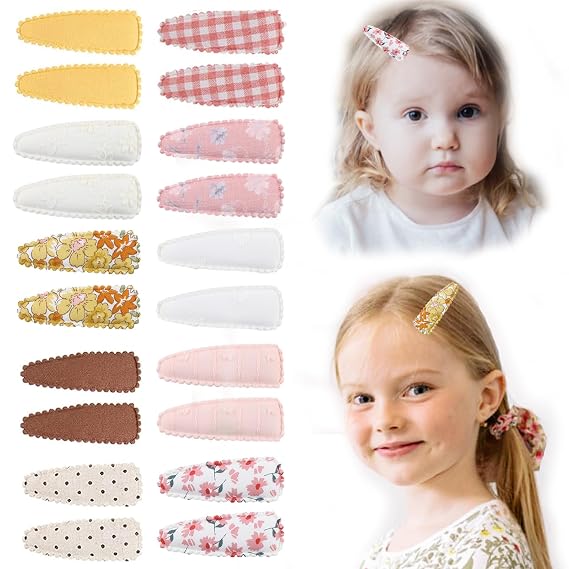 20pcs Toddler Hair Clips Floral Print Snap Hair Clips Baby Girls Barrettes Hair Accessories for Toddler Girls Kids