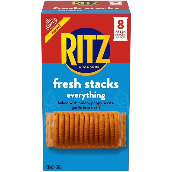 RITZ Fresh Stacks Everything Crackers, 8 Multi Snack Packs | Travel Snacks, Individually Wrapped