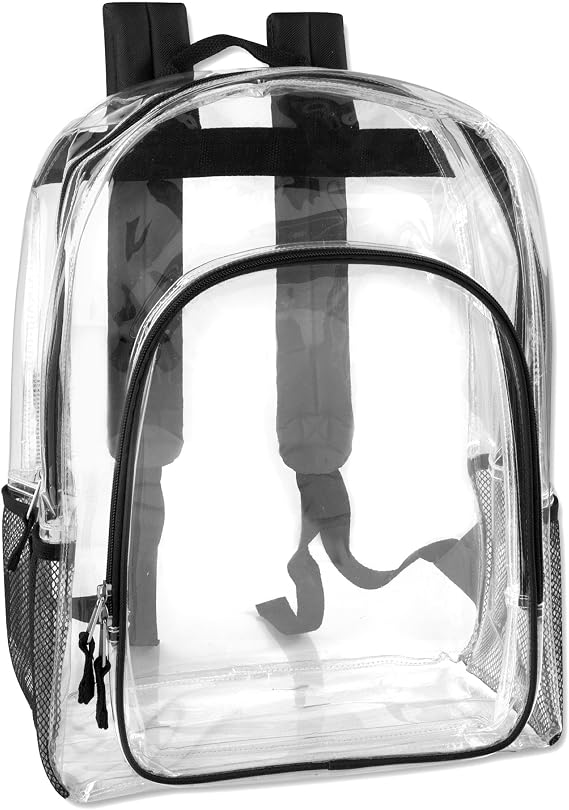 Heavy Duty Clear See Through Backpack | Transparent Clear Backpack Bags Stadium Approved for Women, Men, School, Travel