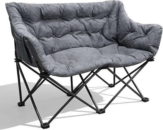 Double Camping Chair for Adults, Oversized Sofa 320KG, Grey