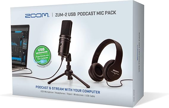 Zoom Zum-2 Podcast Mic Pack with USB Mic, Headphones & Stand